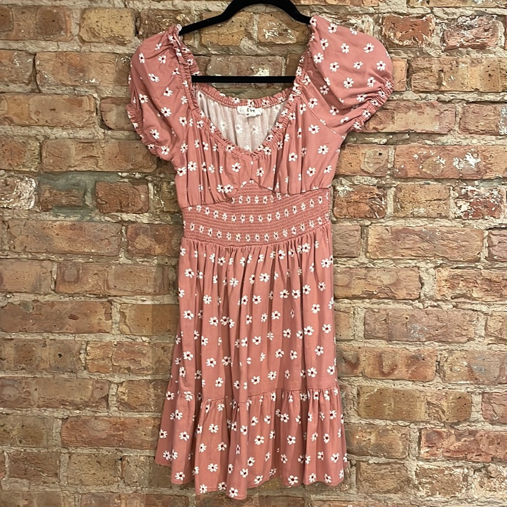 Coral Floral Dress - S